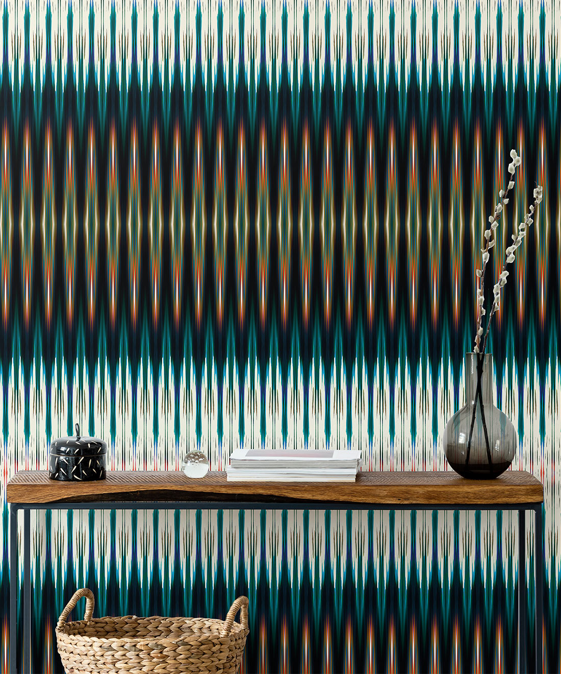 Ikat Wallpaper, Blue