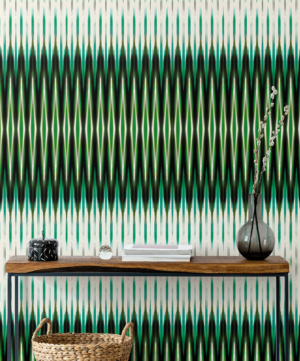 Ikat Wallpaper, Green