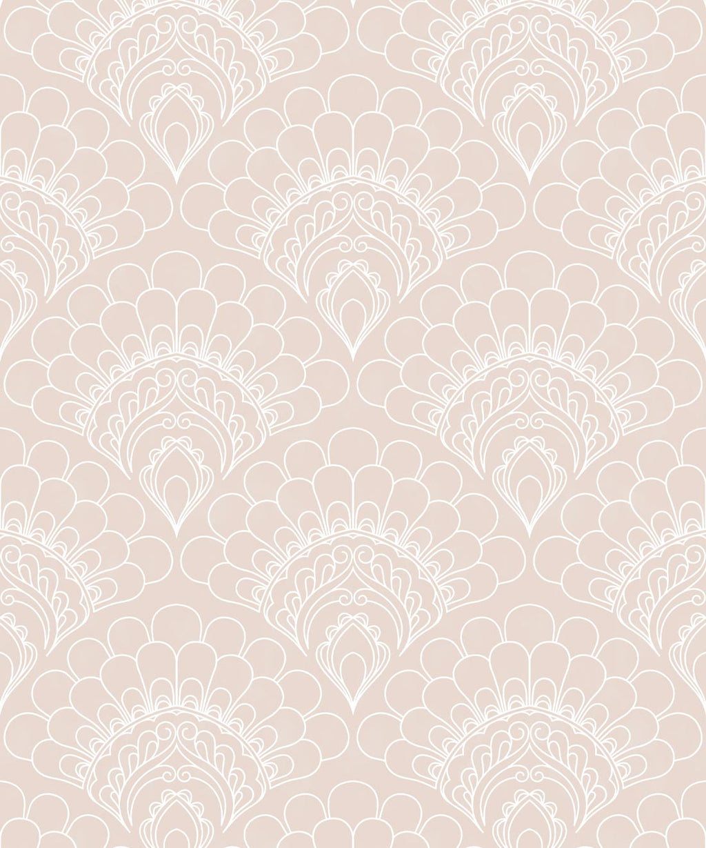 Retro Peacock Wallpaper, Beige