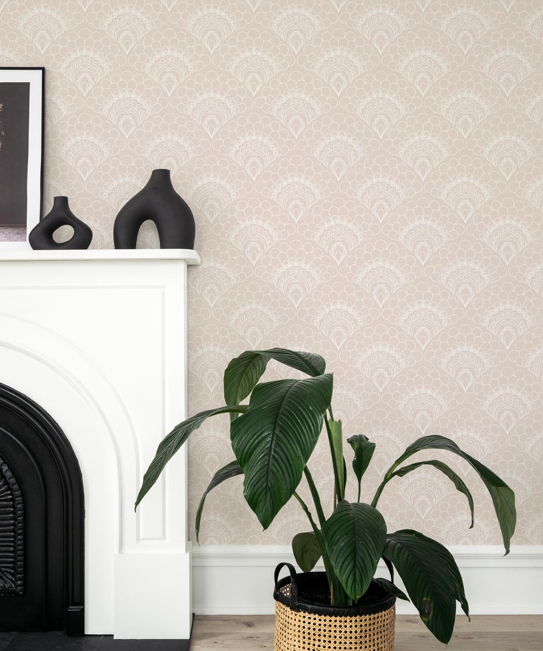 Retro Peacock Wallpaper, Beige