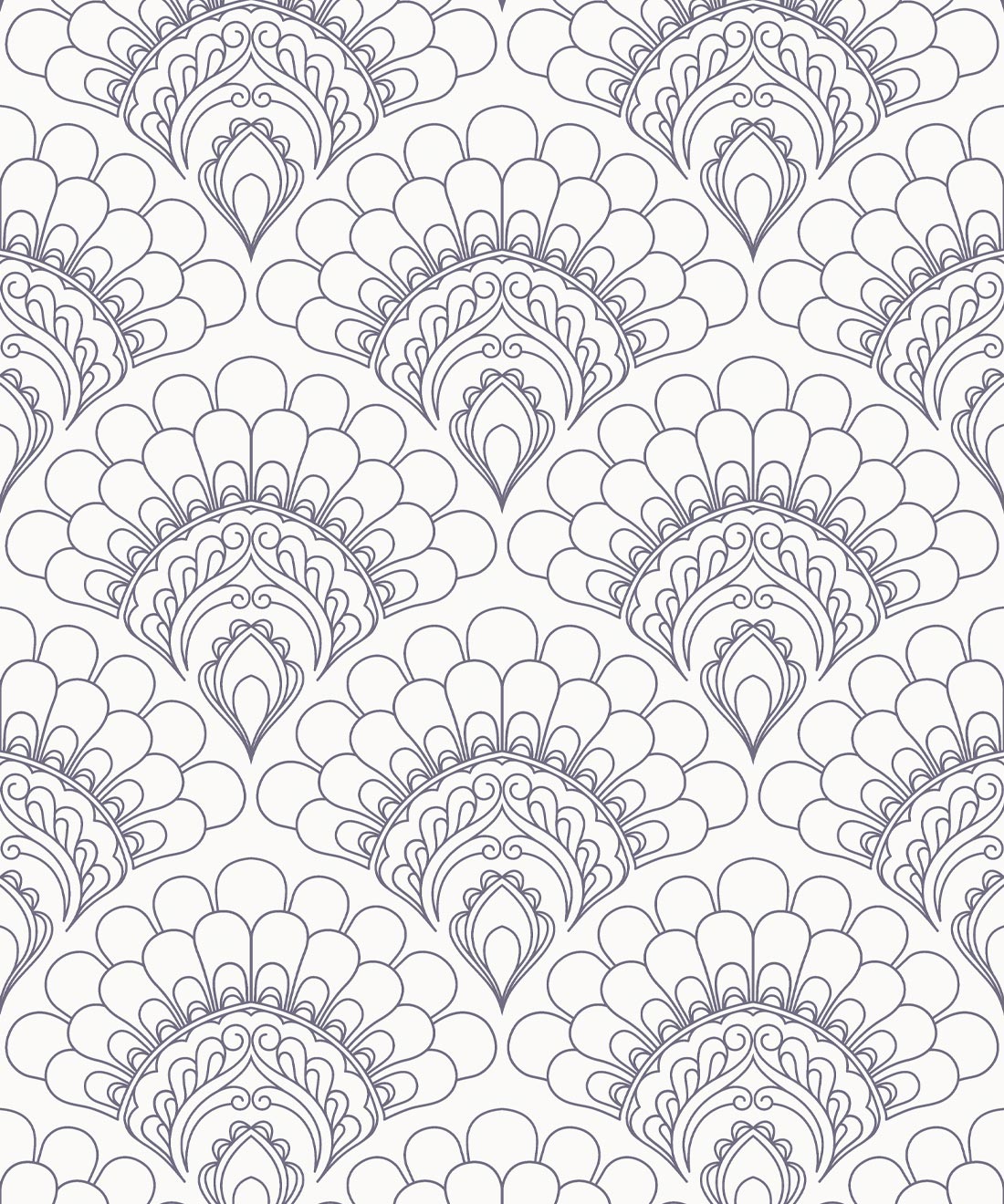 Retro Peacock Wallpaper, Grey