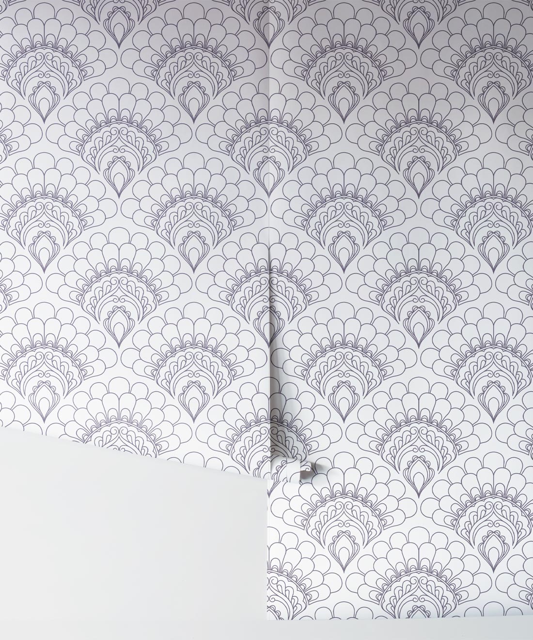 Retro Peacock Wallpaper, Grey