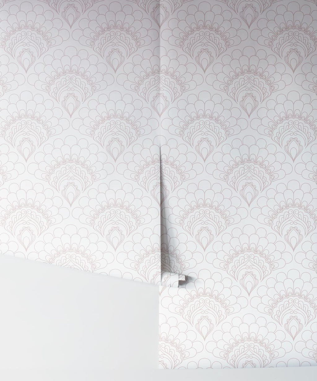Retro Peacock Wallpaper, Ivory