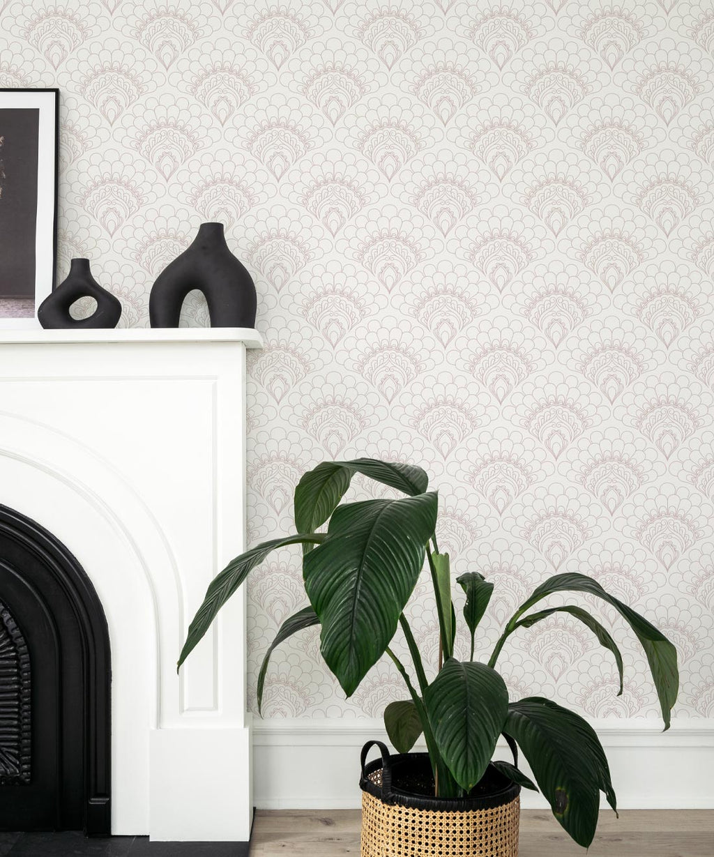 Retro Peacock Wallpaper, Ivory
