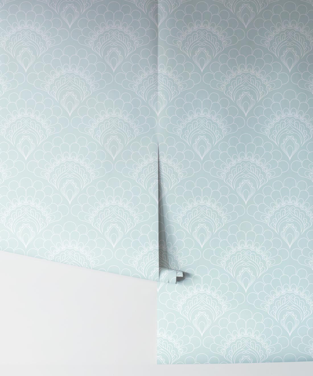 Retro Peacock Wallpaper, Light Blue