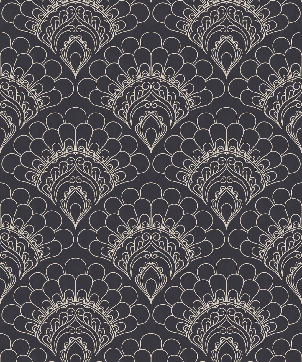 Retro Peacock Wallpaper, Slate
