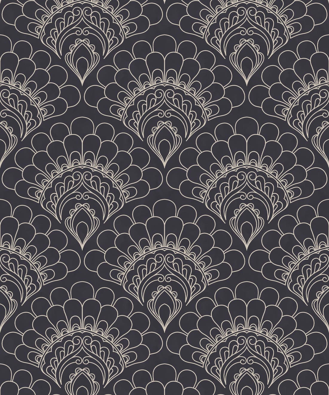 Retro Peacock Wallpaper, Slate
