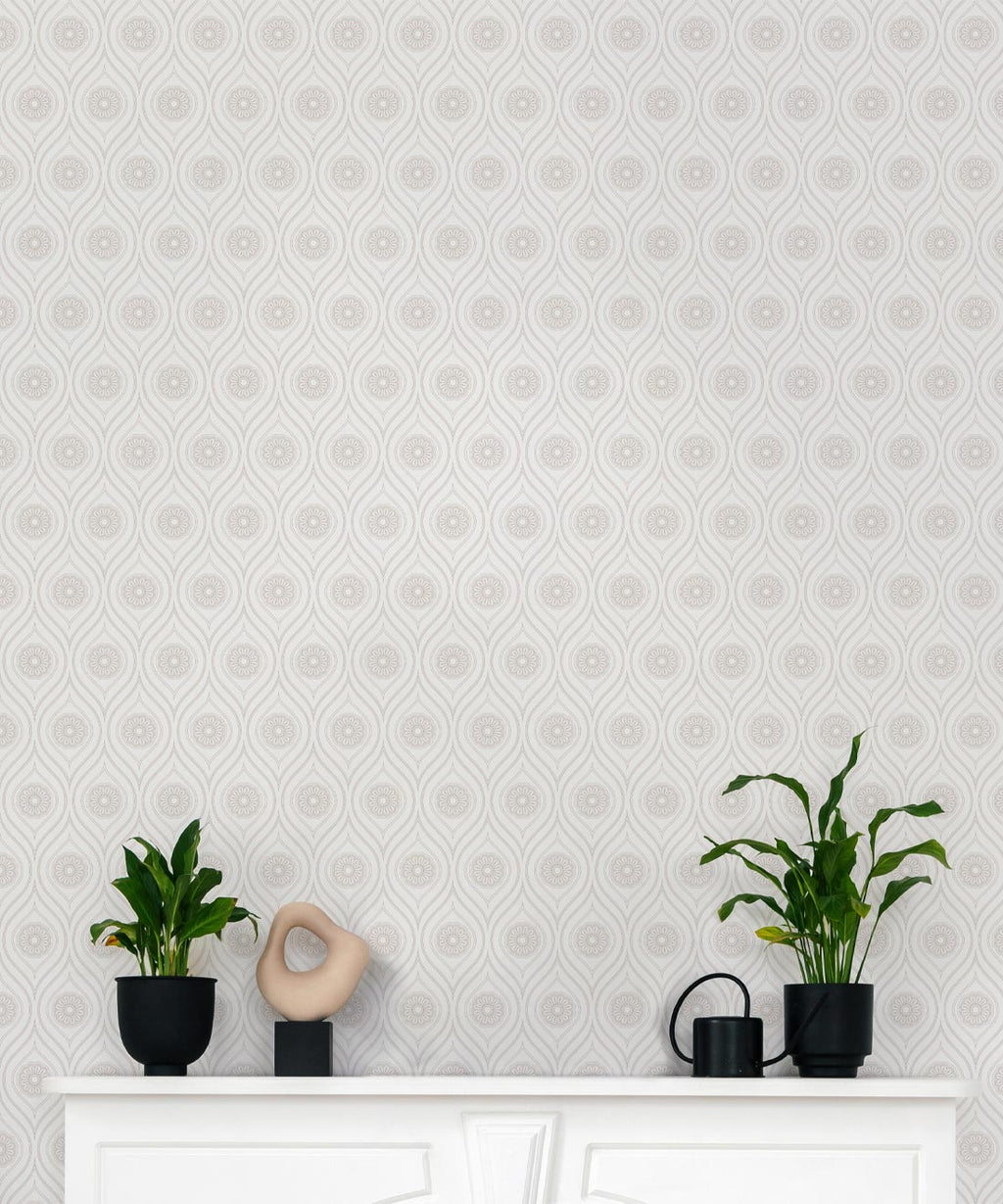 Retro Pop Wallpaper, Beige Reverse