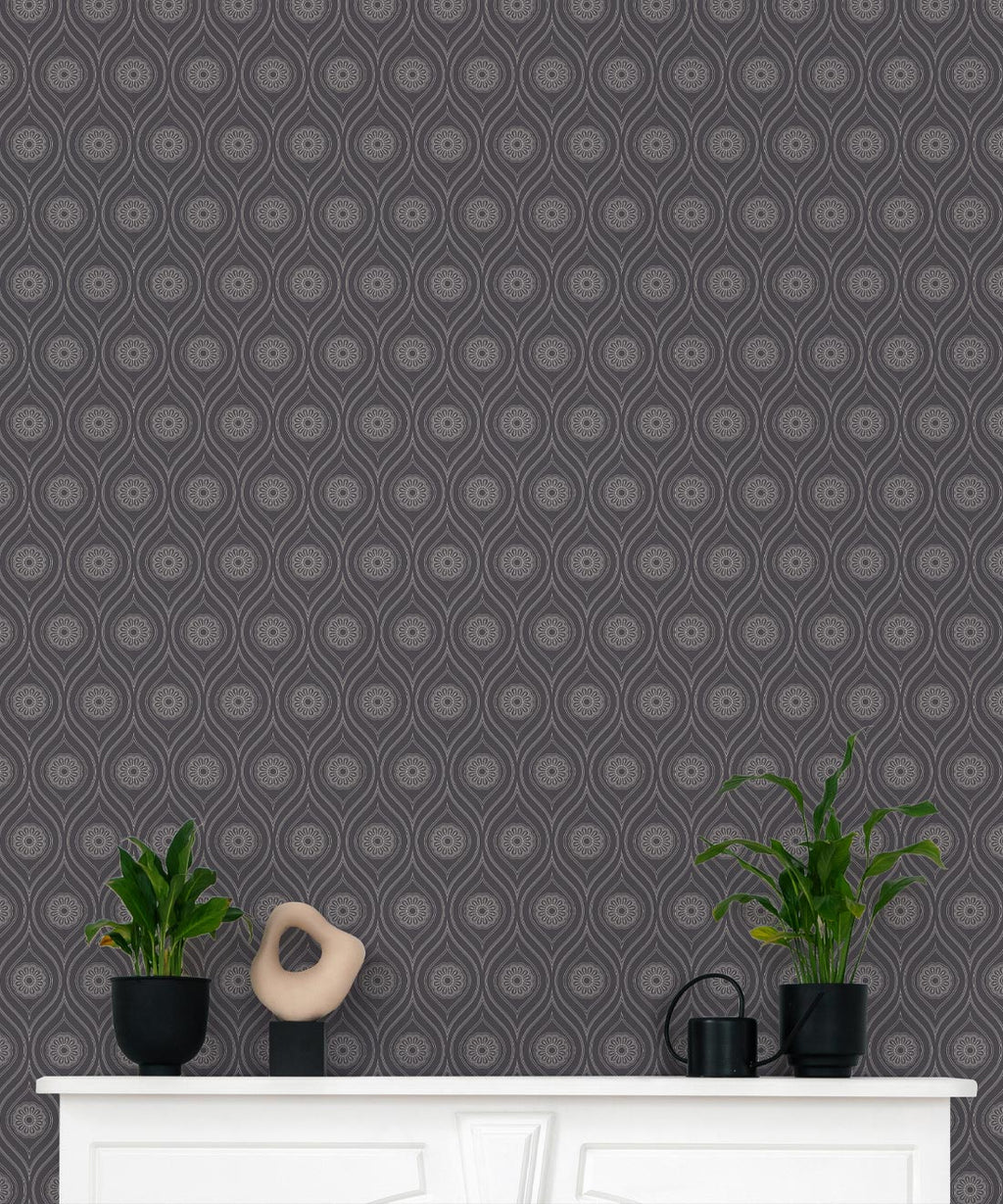 Retro Pop Wallpaper, Dark Grey
