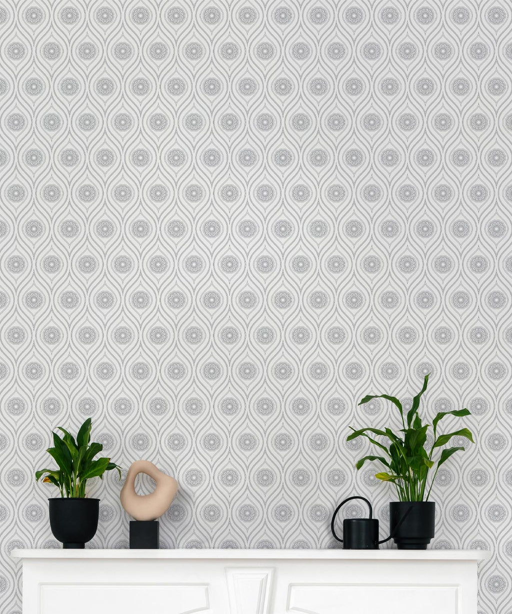 Retro Pop Wallpaper, Grey Reverse