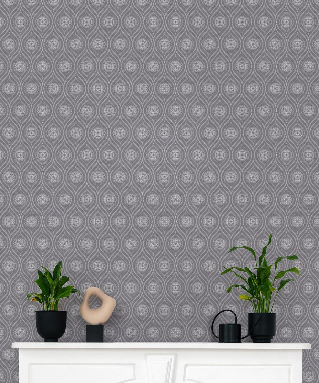 Retro Pop Wallpaper, Mid Grey