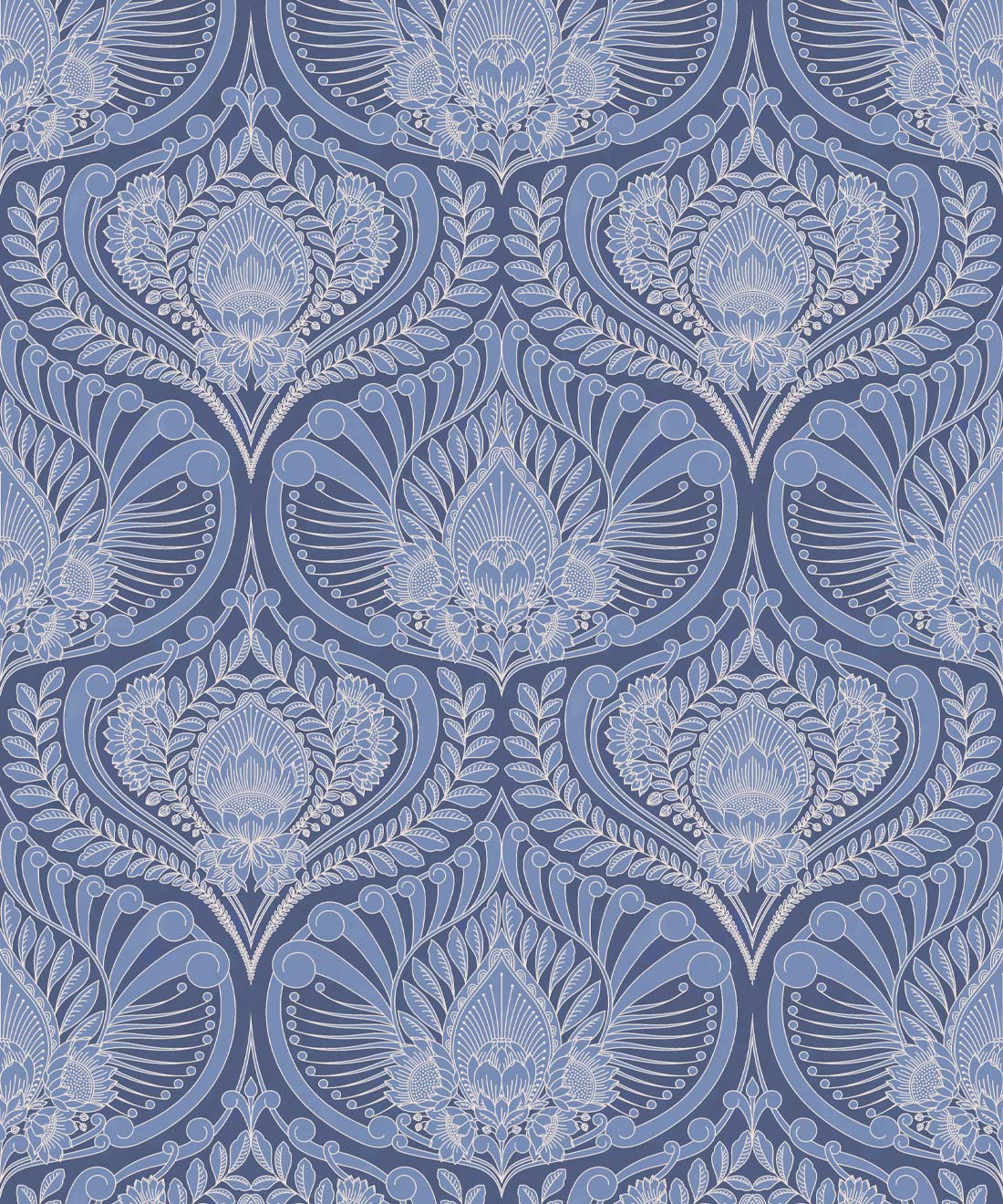 Baroque Fusion Wallpaper, Blue