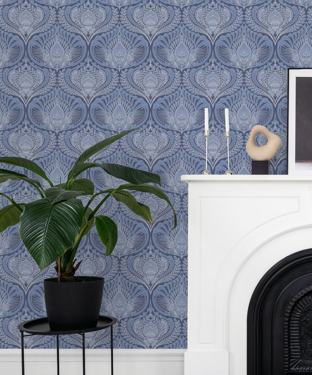 Baroque Fusion Wallpaper, Blue