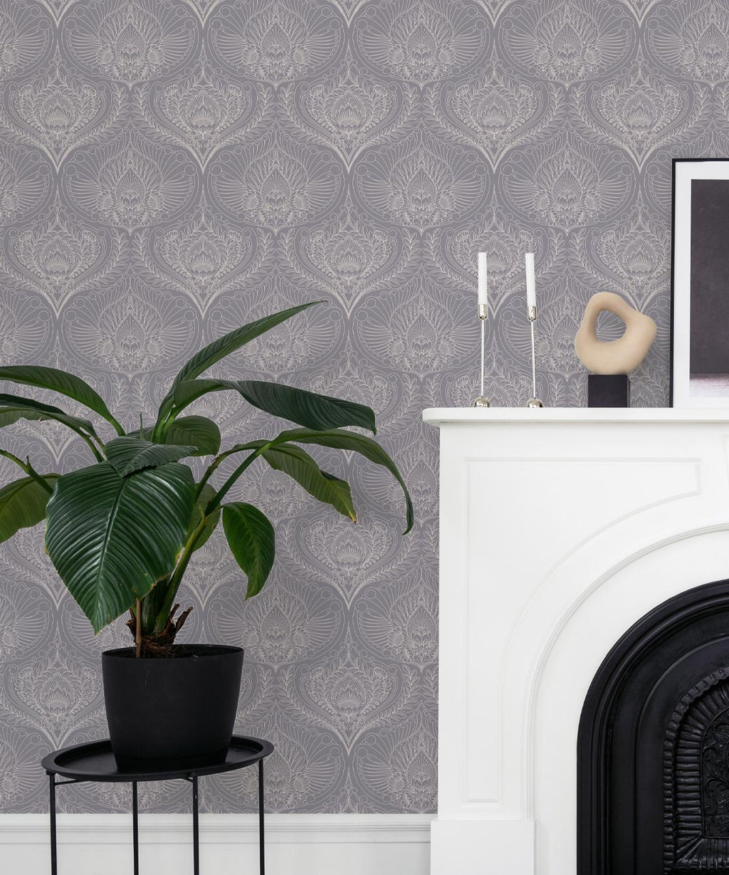 Baroque Fusion Wallpaper, Grey