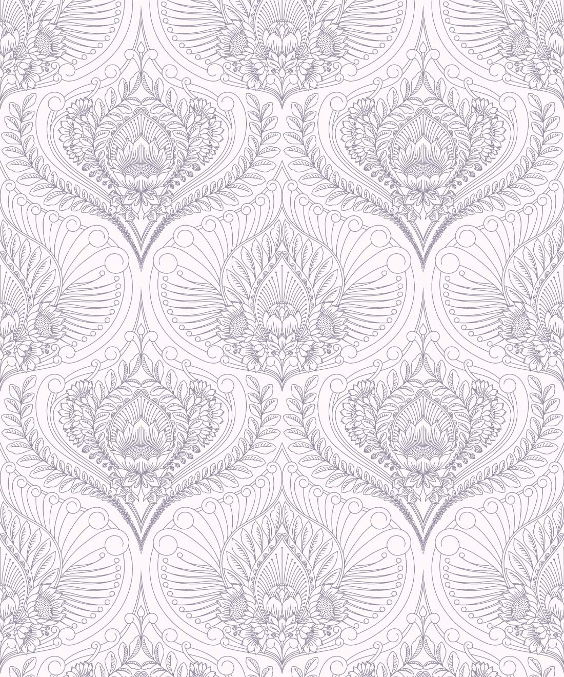 Baroque Fusion Wallpaper, Grey Reverse