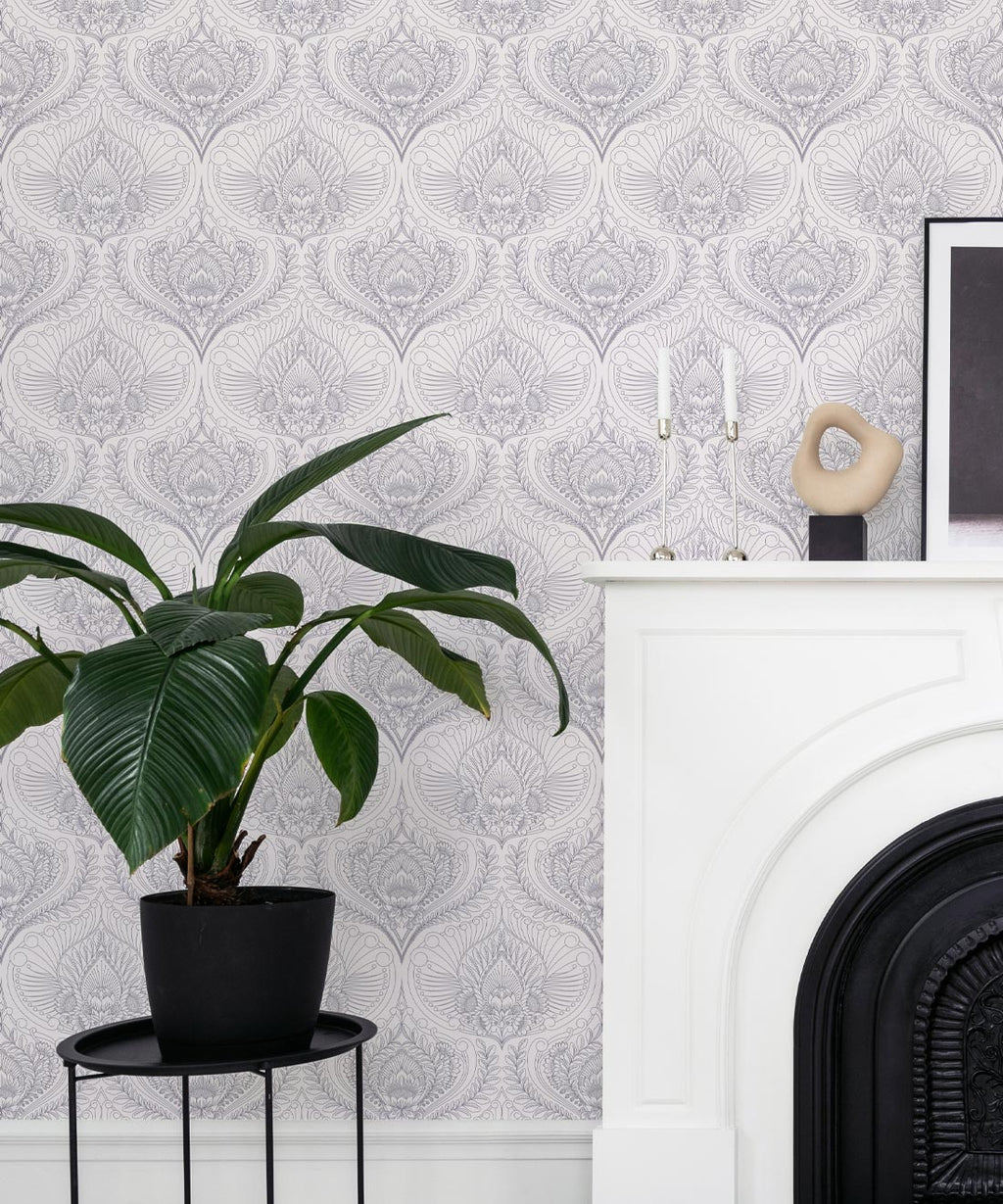 Baroque Fusion Wallpaper, Grey Reverse