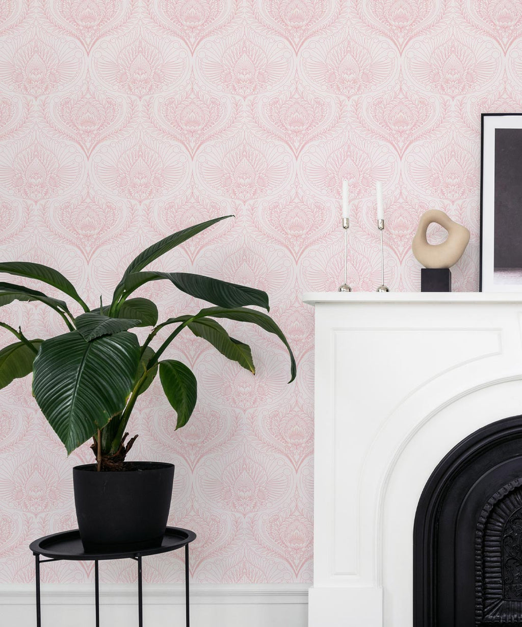 Baroque Fusion Wallpaper, Pink Reverse
