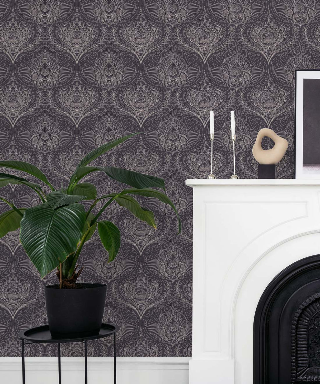 Baroque Fusion Wallpaper, Slate