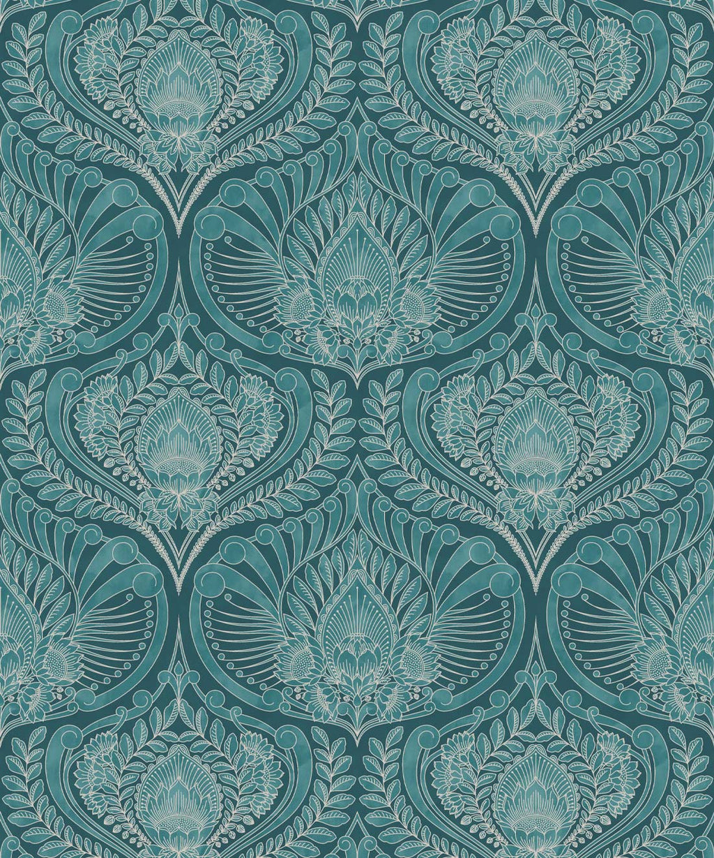 Baroque Fusion Wallpaper, Teal