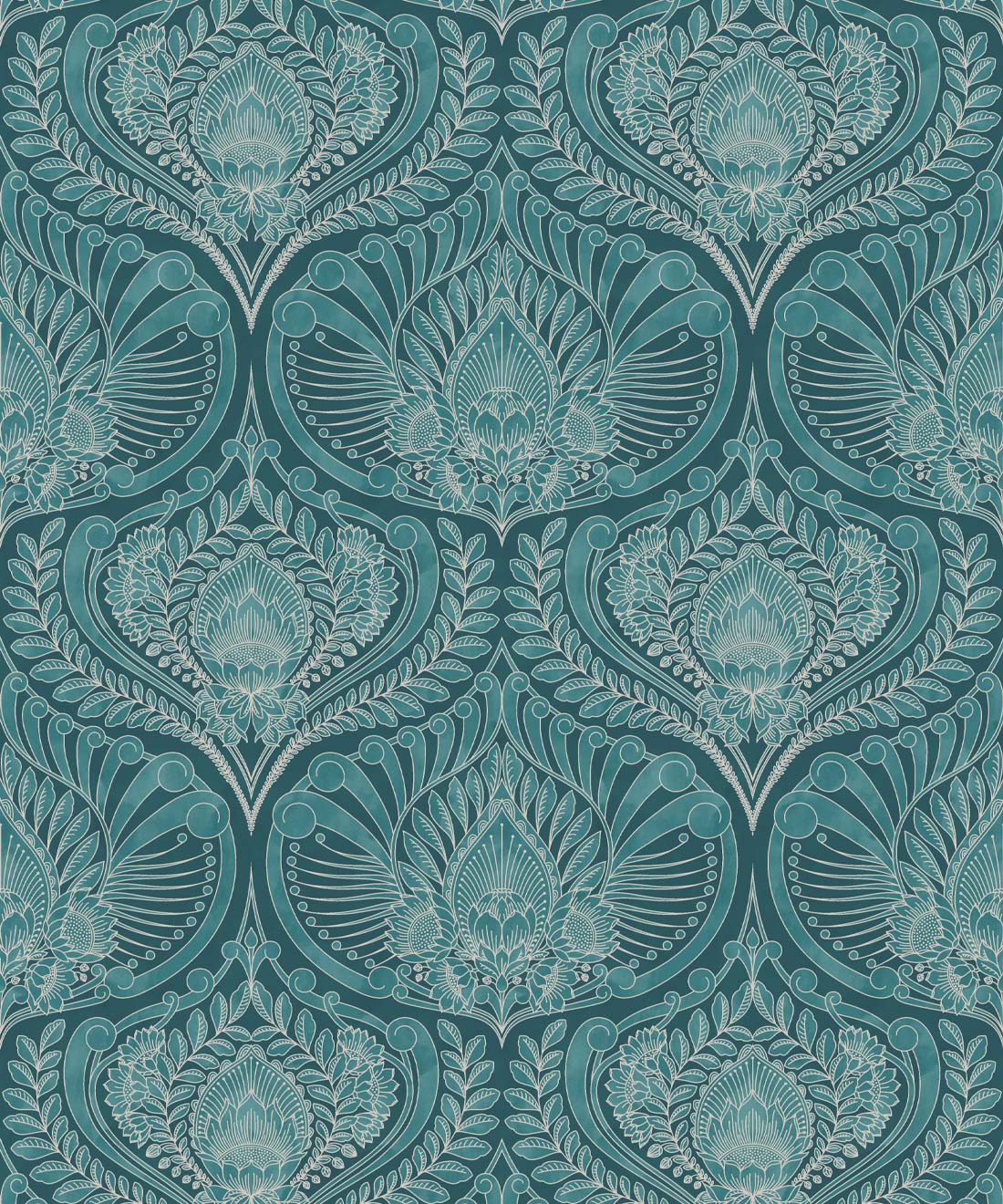 Baroque Fusion Wallpaper, Teal