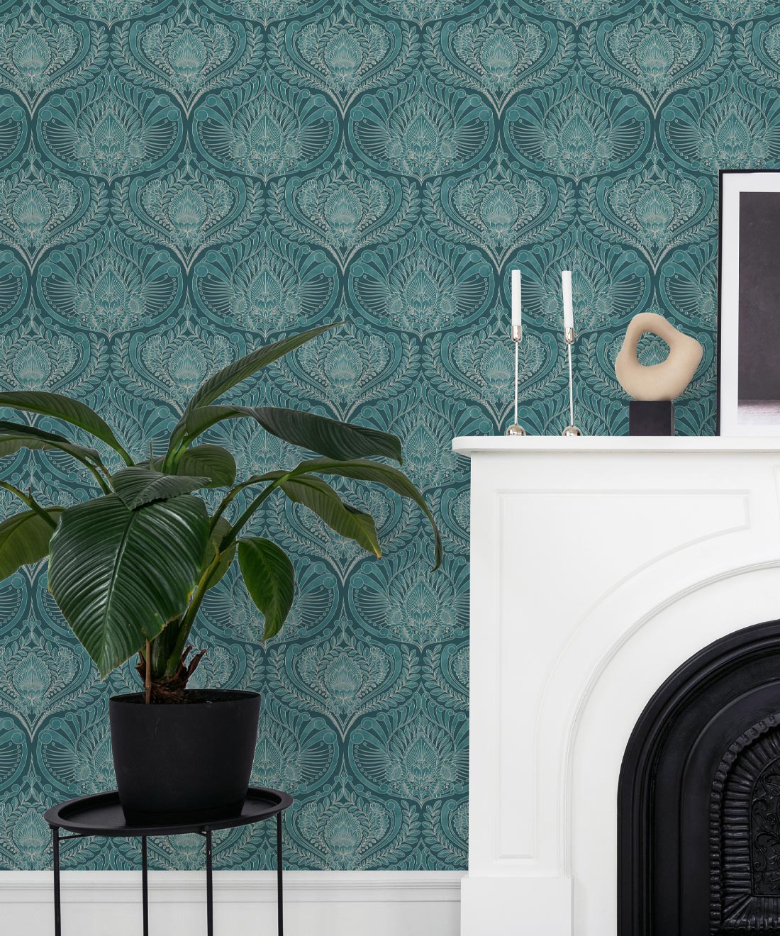 Baroque Fusion Wallpaper, Teal