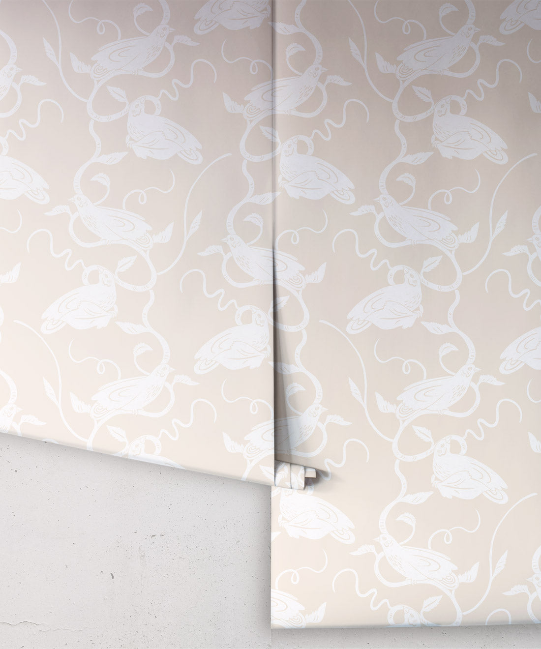 Birds On Vines Wallpaper, Beige