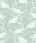 Birds On Vines Wallpaper, Olive
