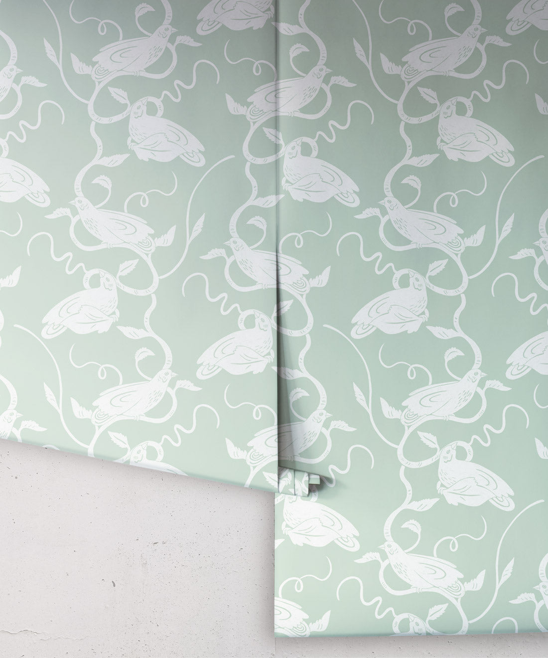 Birds On Vines Wallpaper, Olive