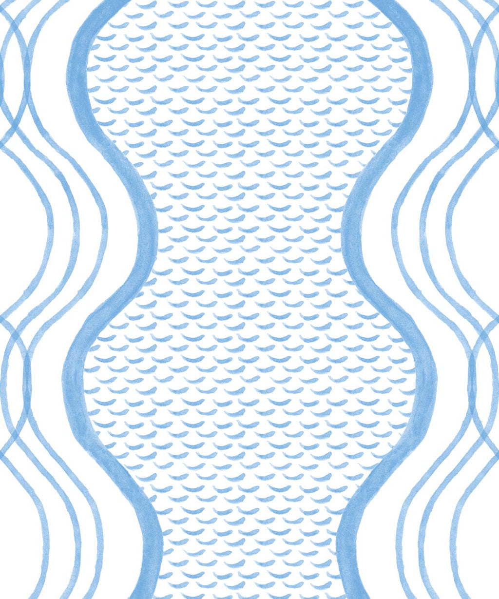 Wavy Lines Wallpaper, Blue