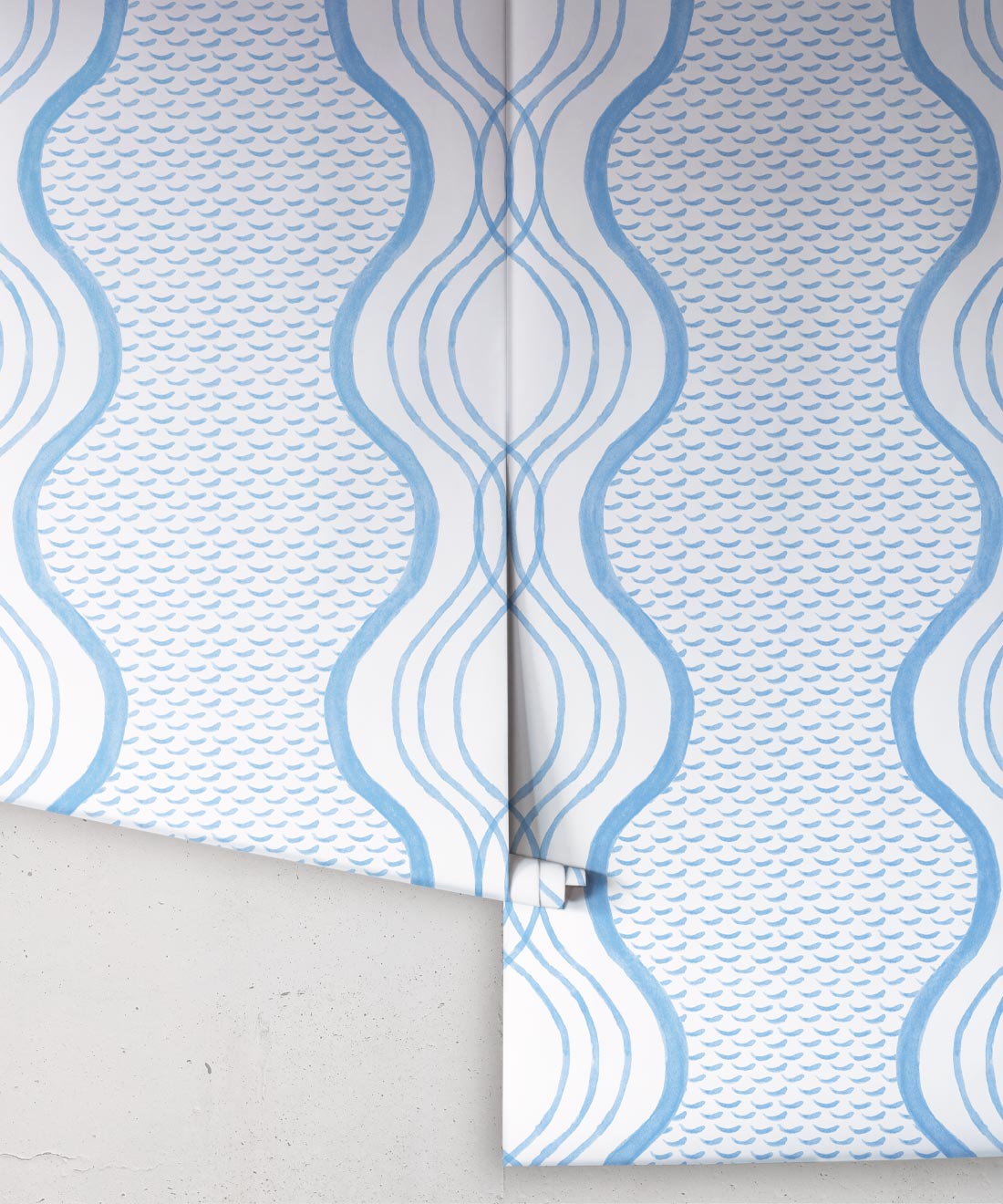 Wavy Lines Wallpaper, Blue