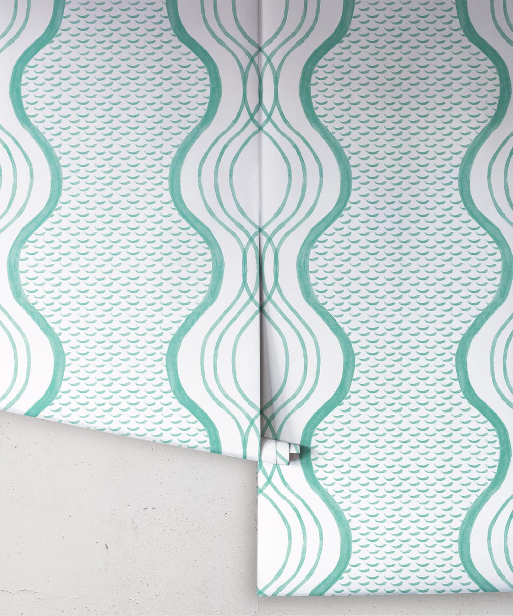 Wavy Lines Wallpaper, Green