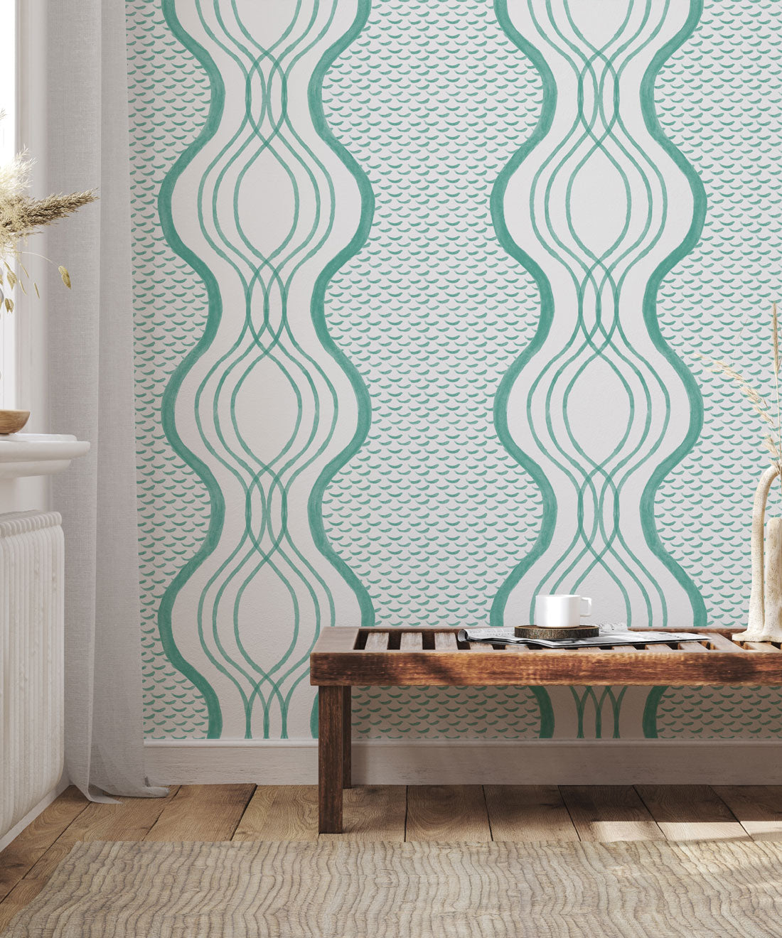 Wavy Lines Wallpaper, Green