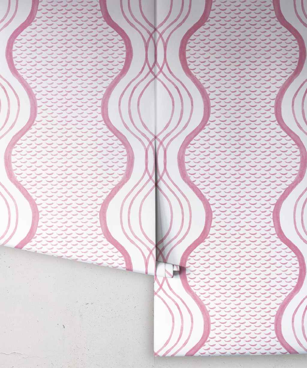 Wavy Lines Wallpaper, Rose