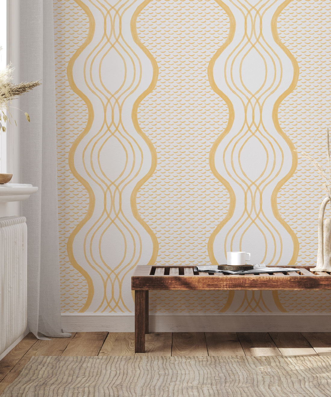 Wavy Lines Wallpaper, Sun
