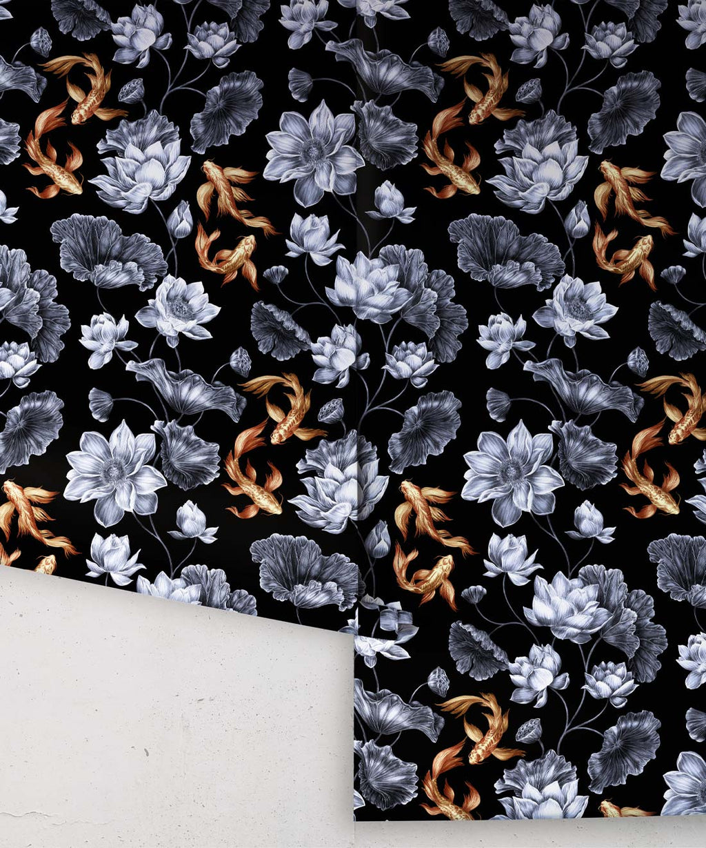 Golden Koi Wallpaper, Black