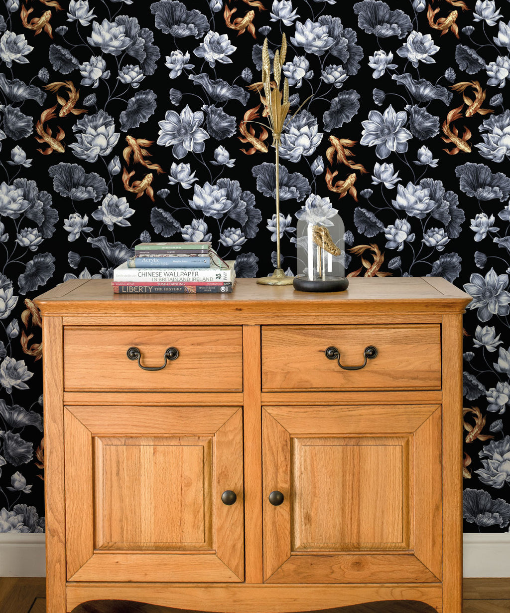 Golden Koi Wallpaper, Black