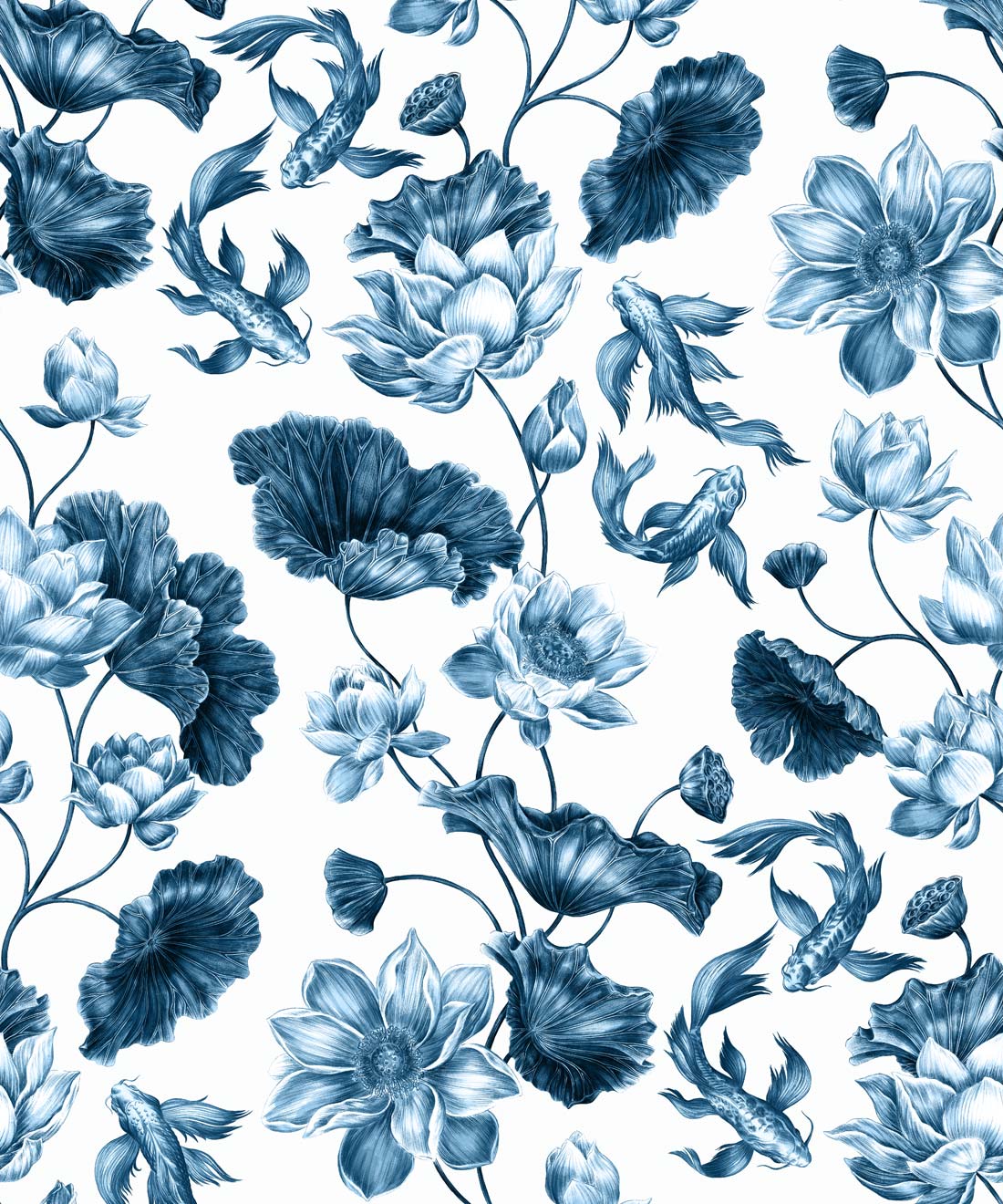 Golden Koi Wallpaper, Navy