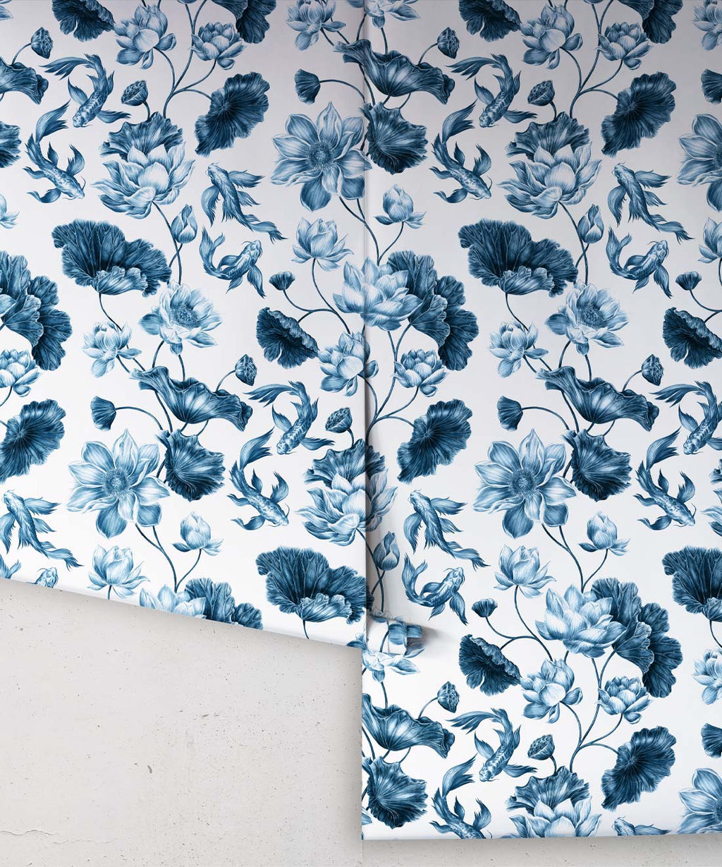 Golden Koi Wallpaper, Navy