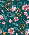 Golden Koi Wallpaper, Teal