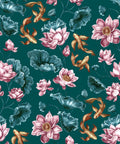 Golden Koi Wallpaper, Teal