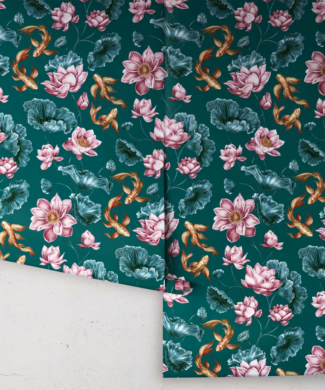 Golden Koi Wallpaper, Teal