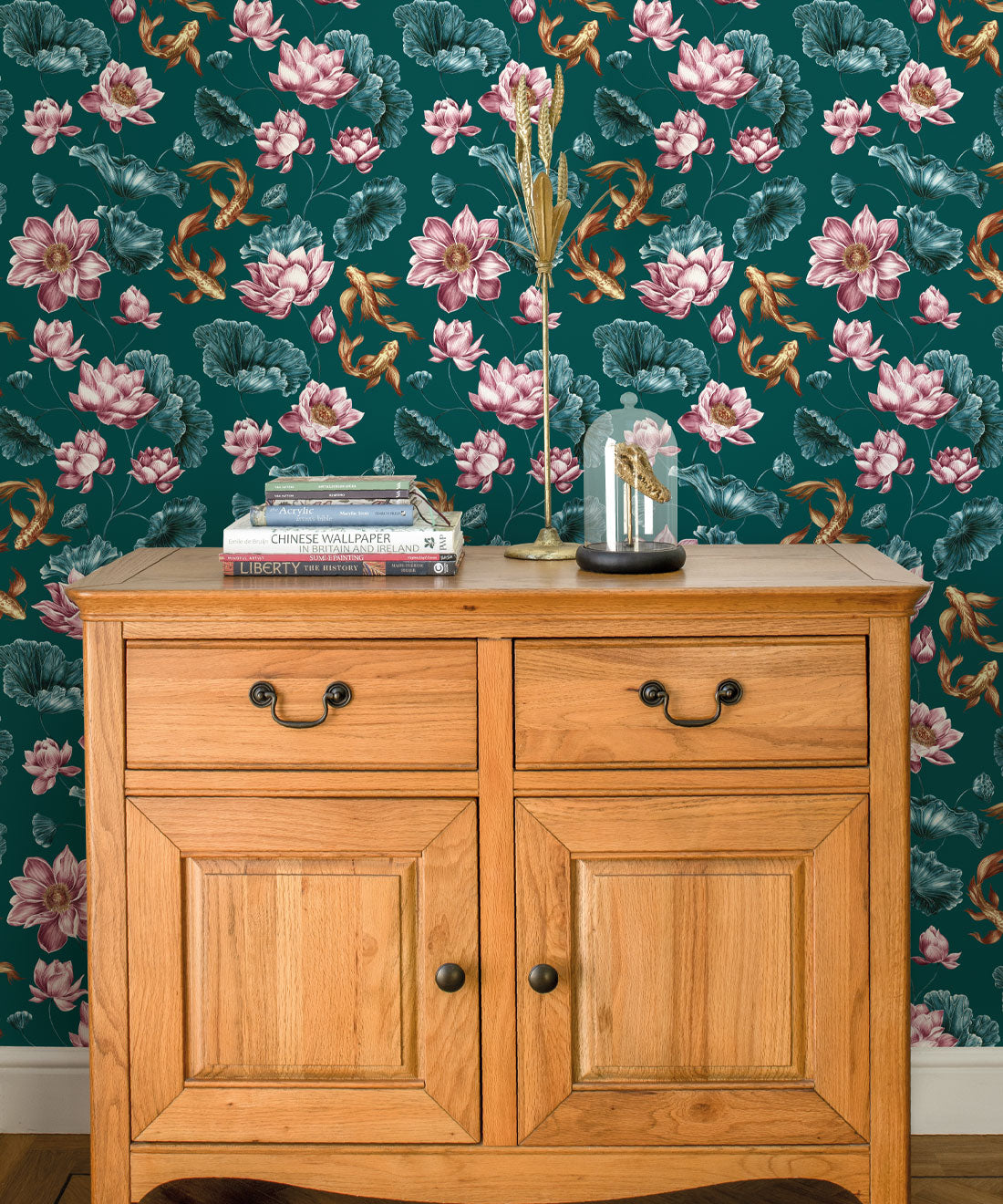 Golden Koi Wallpaper, Teal
