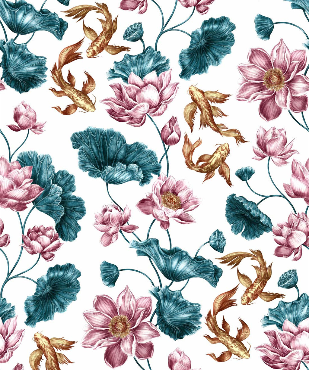 Golden Koi Wallpaper, White