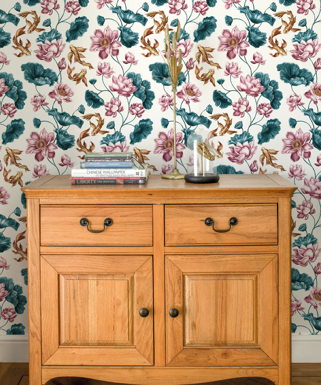 Golden Koi Wallpaper, White