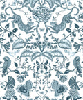 Playful Tiger Wallpaper, Silver Blue