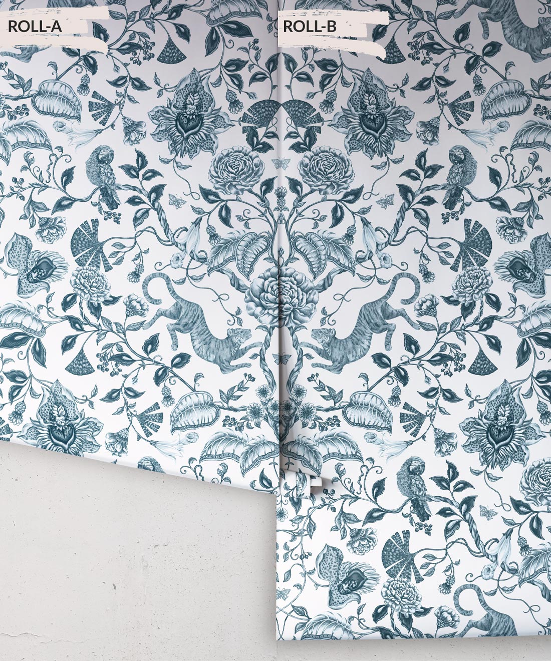 Playful Tiger Wallpaper, Silver Blue