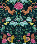 Playful Tiger Wallpaper, Teal