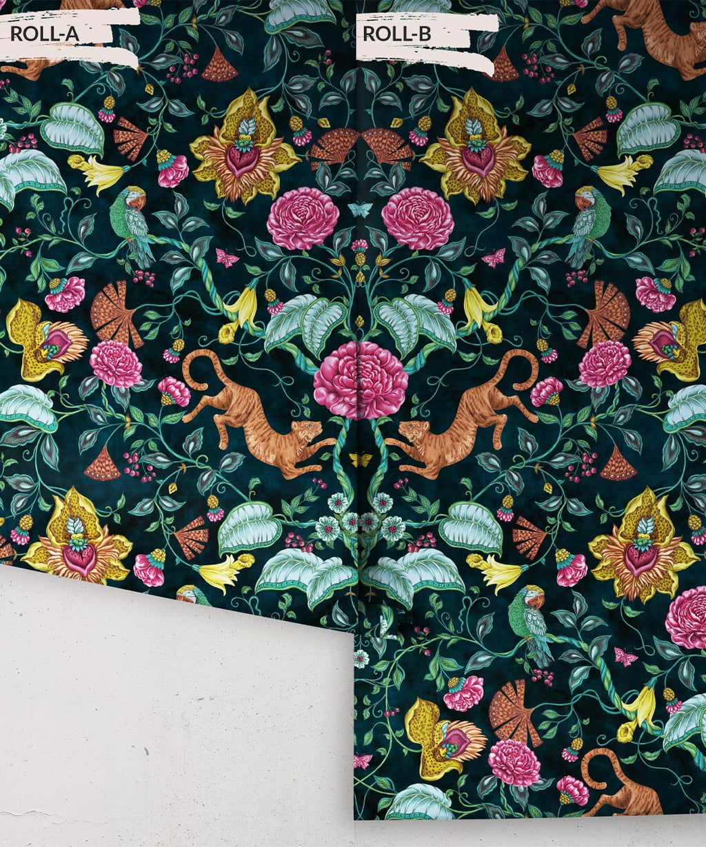 Playful Tiger Wallpaper, Teal