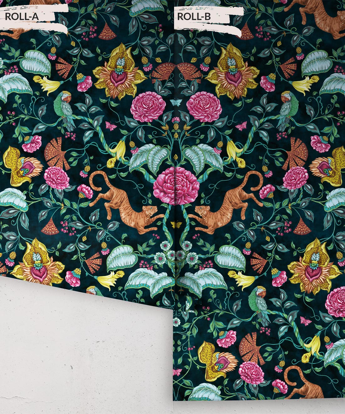 Playful Tiger Wallpaper, Teal