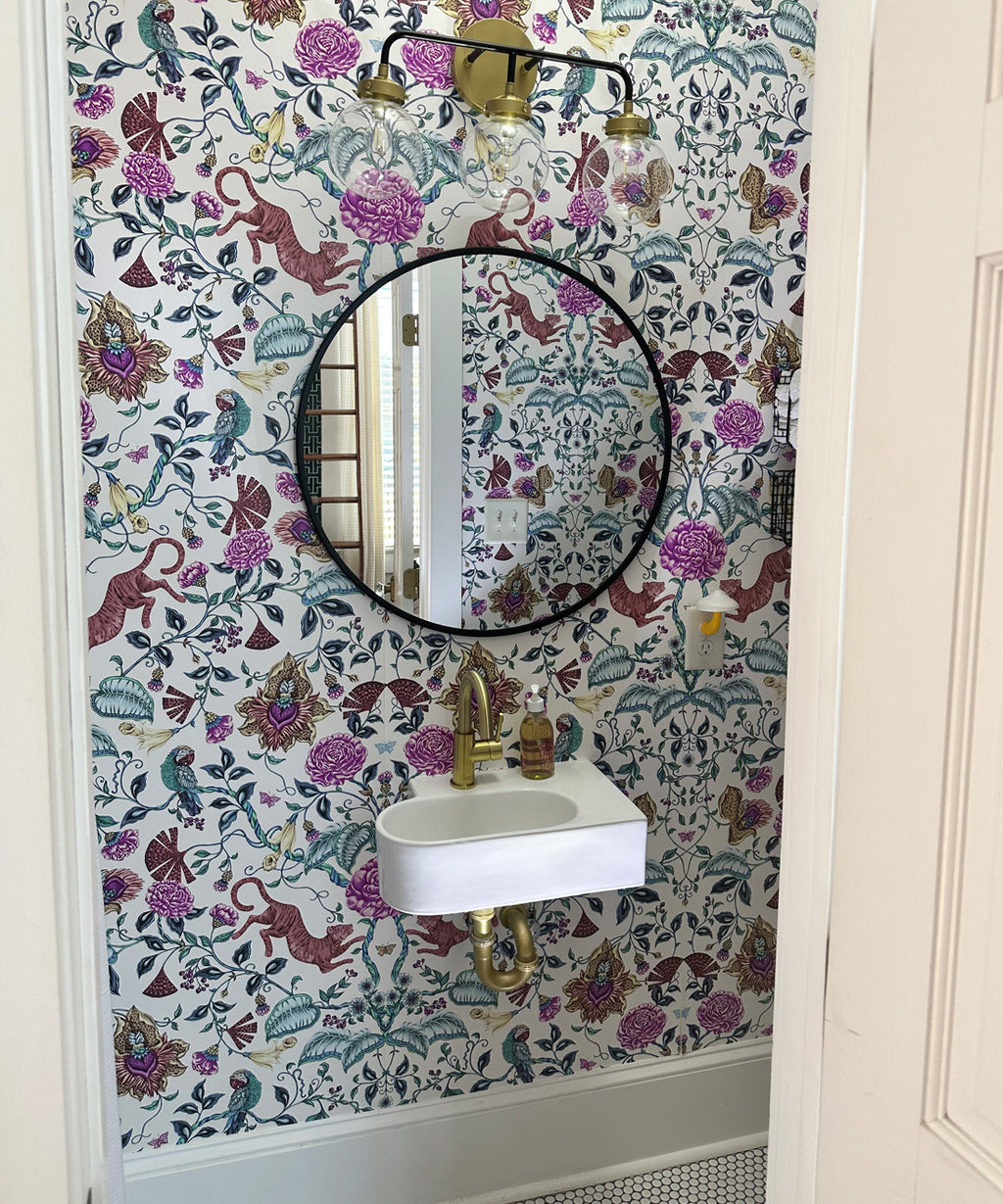 Playful Tiger Wallpaper, White